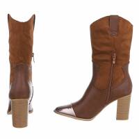 Damen High-Heel Stiefel - camel