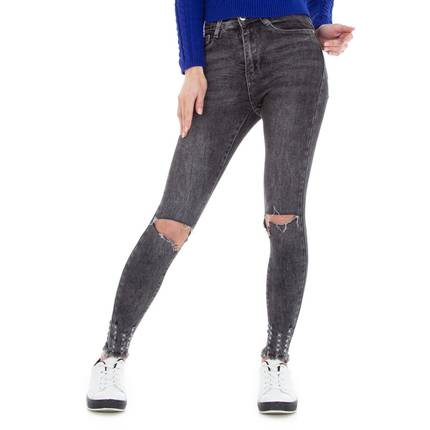 Damen High Waist Jeans von Laulia Gr. XS/34 - DK.grey