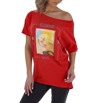 Damen T-Shirt von GLO STORY Gr. One Size - red