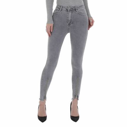 Damen High Waist Jeans von Laulia Gr. XS/34 - grey