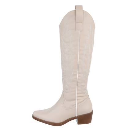 Damen Western- & Bikerboots - beigepu