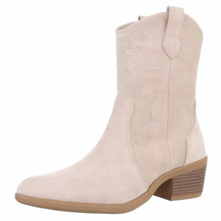 Damen Western- & Bikerboots - beigesuede