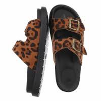 Leder Damen Pantoletten - leopard