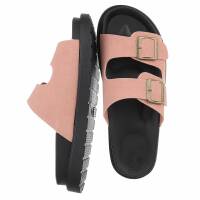 Leder Damen Pantoletten - pink