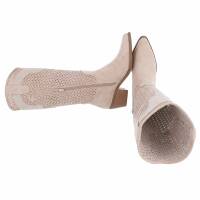 Damen Western- & Bikerboots - beigesuede