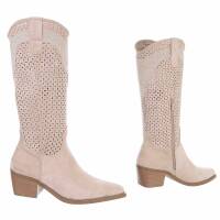 Damen Western- & Bikerboots - beigesuede
