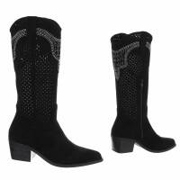 Damen Western- & Bikerboots - blacksuede