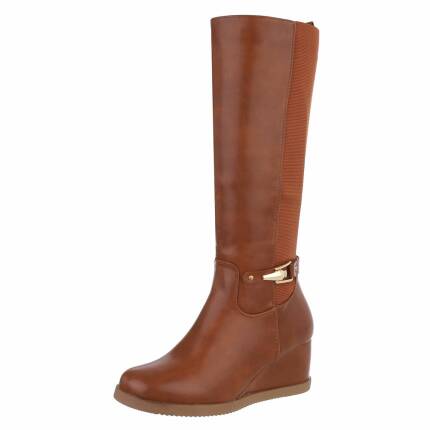 Damen High-Heel Stiefel - camel