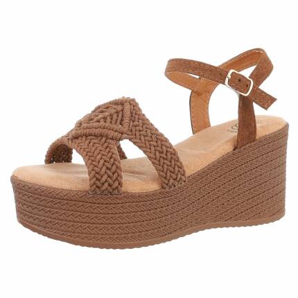 Damen Keilsandaletten - camel