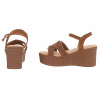 Damen Keilsandaletten - camel