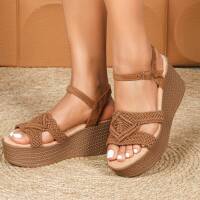 Damen Keilsandaletten - camel