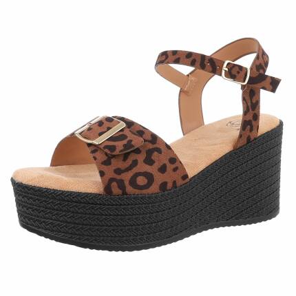 Damen Keilsandaletten - leopard