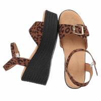 Damen Keilsandaletten - leopard