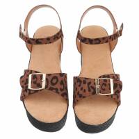 Damen Keilsandaletten - leopard