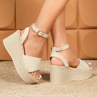 Damen Keilsandaletten - khaki