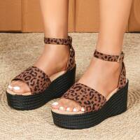 Damen Keilsandaletten - leopard