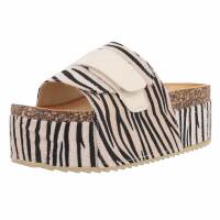Damen Keilsandaletten - beigezabra