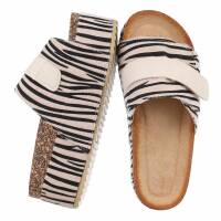 Damen Keilsandaletten - beigezabra