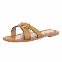 Damen Flache Sandalen - camel