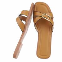 Damen Flache Sandalen - camel