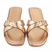 Damen Flache Sandalen - champagne
