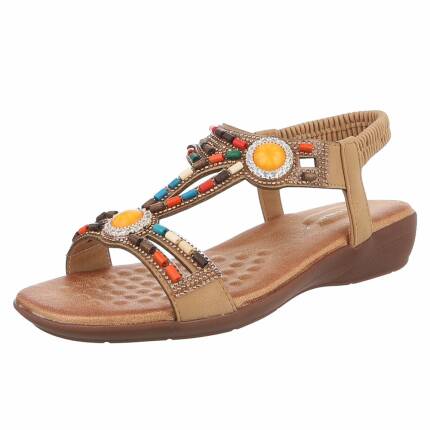 Damen Flache Sandalen - camel