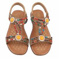 Damen Flache Sandalen - camel