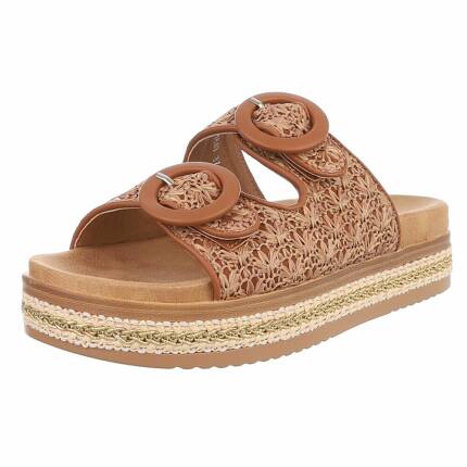 Damen Pantoletten - camel