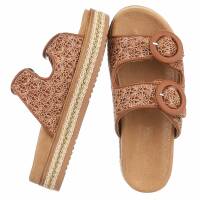 Damen Pantoletten - camel