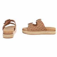 Damen Pantoletten - camel