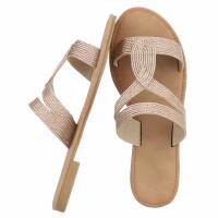 Damen Flache Sandalen - champagne