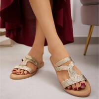Damen Flache Sandalen - gold