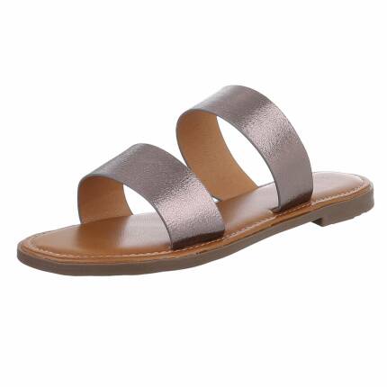 Damen Flache Sandalen - pewter