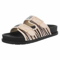 Damen Pantoletten - beigezebra