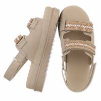 Damen Keilsandaletten - khaki