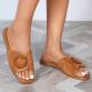 Damen Flache Sandalen - camel