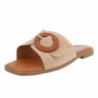Damen Flache Sandalen - khaki