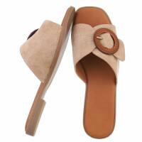 Damen Flache Sandalen - khaki