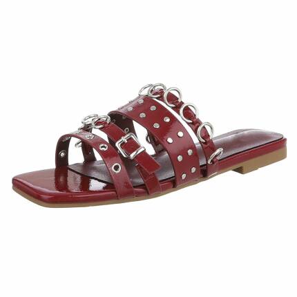 Damen Flache Sandalen - wine