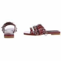 Damen Flache Sandalen - wine