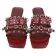 Damen Flache Sandalen - wine