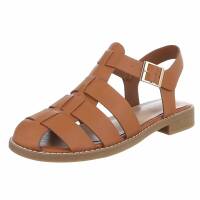 Damen Flache Sandalen - camel