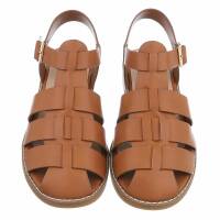 Damen Flache Sandalen - camel