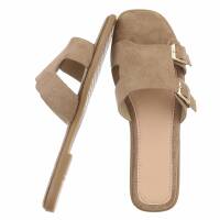 Damen Flache Sandalen - khaki