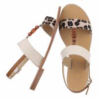 Damen Flache Sandalen - beigeleopard