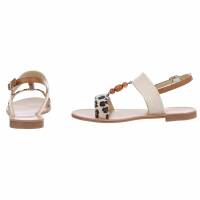 Damen Flache Sandalen - beigeleopard