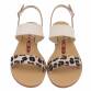 Damen Flache Sandalen - beigeleopard