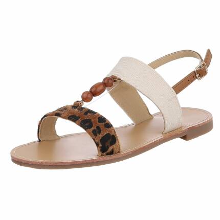 Damen Flache Sandalen - camelleopard Gr. 40