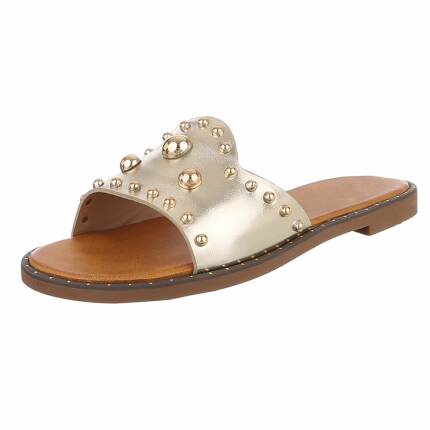 Damen Flache Sandalen - gold