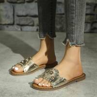 Damen Flache Sandalen - gold